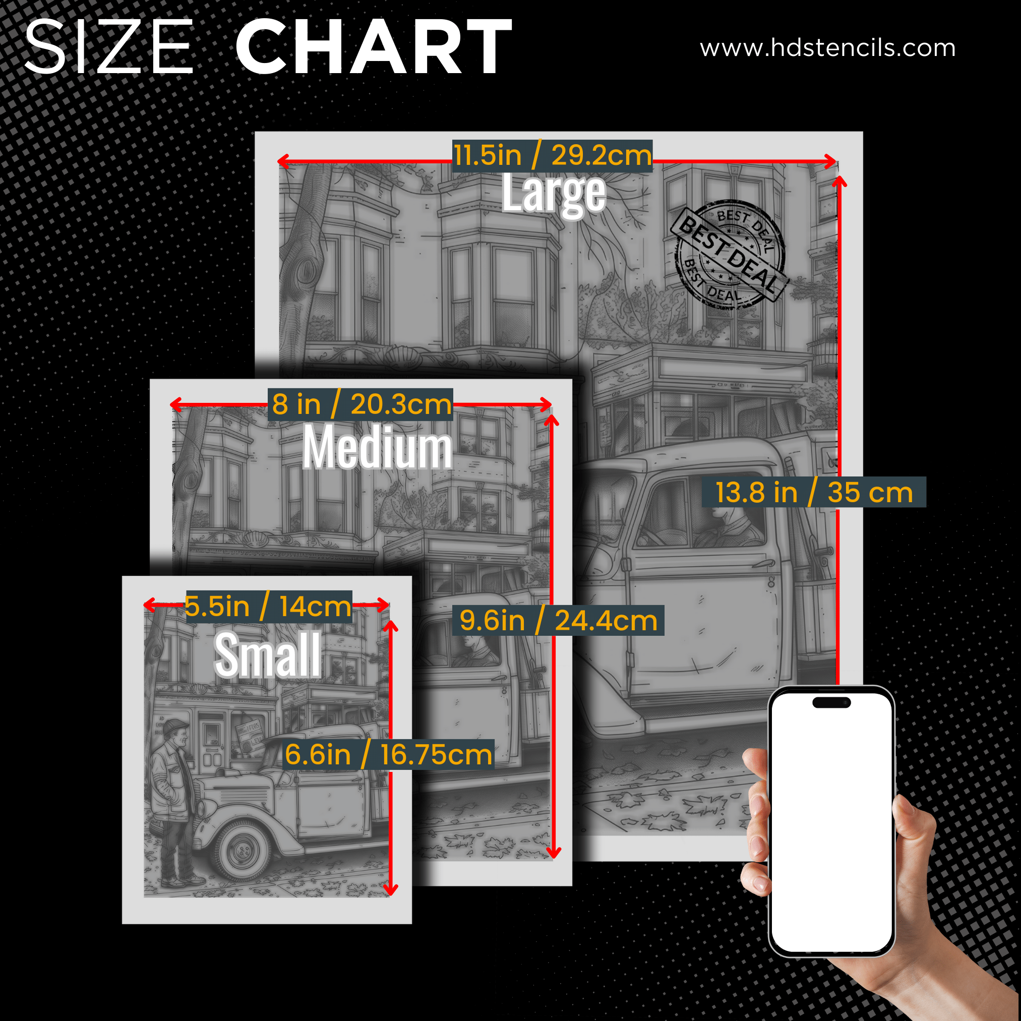 The best stencils for artists that paint realism come in three different sizes as well as Custom HD Stencils that can be made on any size you want to order.